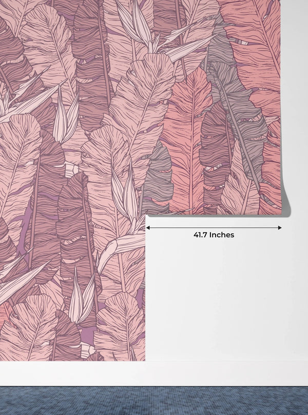 Coral Tropical Leaves Wallpaper, Seamless Pattern Mural, Oversized Custom Size Wall Art, Non - Woven, Non - Adhesive, Modern Wall Paper, Removable - Adawall Wallpaper - Registered Trade Accounts Only, Wallpaper Wholesale Account - W78061 - Adawall Wholesale - Wallpaper Wholesaler