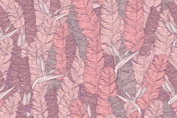 Coral Tropical Leaves Wallpaper, Seamless Pattern Mural, Oversized Custom Size Wall Art, Non - Woven, Non - Adhesive, Modern Wall Paper, Removable - Adawall Wallpaper - Registered Trade Accounts Only, Wallpaper Wholesale Account - W78061 - Adawall Wholesale - Wallpaper Wholesaler