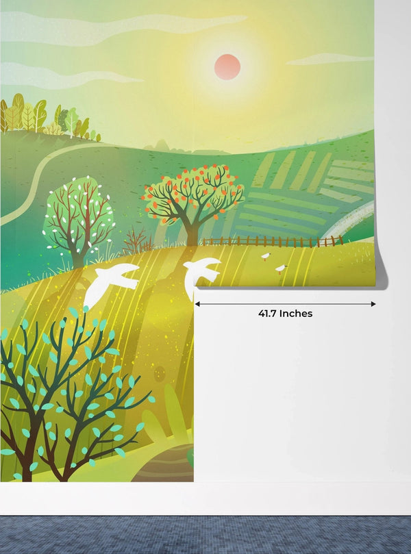 Countryside Wallpaper, Bright Nature Mural, Oversized Custom Size Wall Art, Non - Woven, Non - Adhesive, Modern Wall Paper, Removable - Adawall Wallpaper - Registered Trade Accounts Only, Wallpaper Wholesale Account - W78117 - Adawall Wholesale - Wallpaper Wholesaler