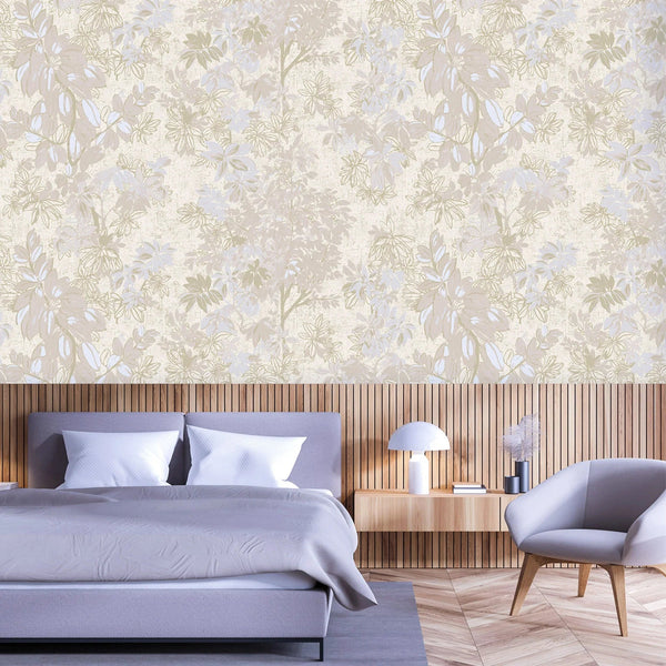 Cream Elegant Embossed Leaf Pattern Wallpaper, 3D Textured Floral Plants Botanic Wall Paper - Adawall Wallpaper - Registered Trade Accounts Only, Wallpaper Wholesale Account - 9907-2 - Adawall Wholesale - Wallpaper Wholesaler