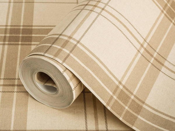 Cream Large Plaid Textured Wallpaper, Tartan Fabric Pattern Classical Modern Non - Pasted Wallcovering - Adawall Wallpaper - Registered Trade Accounts Only, Wallpaper Wholesale Account - 3714-2 - Adawall Wholesale - Wallpaper Wholesaler