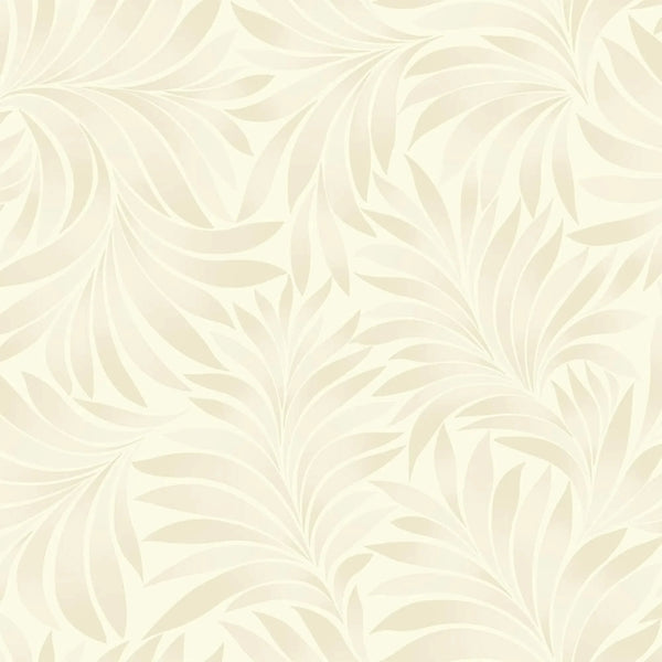 Cream Luxury Leaves Solid Color Shades Wallpaper, Deep Embossed Flocked Velvet Feeling Design - Walloro High End Wallcoverings & More