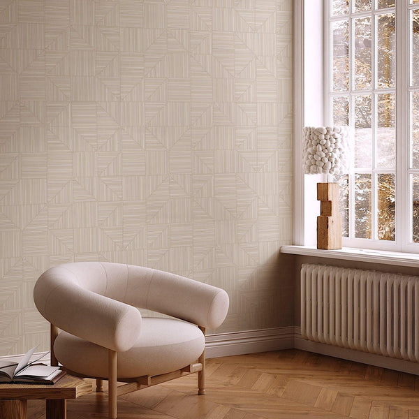 Cream Modern Geometric Shapes Wallpaper, Embossed Rich Textured Contemporary Wallcovering - Adawall Wallpaper - Registered Trade Accounts Only, Wallpaper Wholesale Account - 23209-2 - Adawall Wholesale - Wallpaper Wholesaler