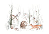 Cute Animals, Trees Wallpaper, White Background Mural, Oversized Custom Size Wall Art, Non - Woven, Non - Adhesive, Modern Wall Paper, Removable - Adawall Wallpaper - Registered Trade Accounts Only, Wallpaper Wholesale Account - W77652 - Adawall Wholesale - Wallpaper Wholesaler