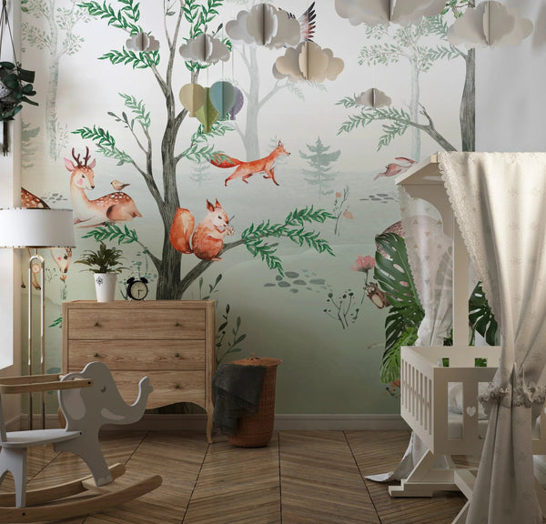 Cute Animals Wallpaper, Kids Mural, Oversized Custom Size Wall Art, Non - Woven, Non - Adhesive, Modern Wall Paper, Removable - Adawall Wallpaper - Registered Trade Accounts Only, Wallpaper Wholesale Account - W77656 - Adawall Wholesale - Wallpaper Wholesaler