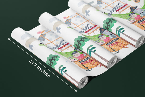 Cute Animals Wallpaper, Travelling by Balloon Mural, Oversized Custom Size Wall Art, Non - Woven, Non - Adhesive, Modern Wall Paper, Removable - Adawall Wallpaper - Registered Trade Accounts Only, Wallpaper Wholesale Account - W77942 - Adawall Wholesale - Wallpaper Wholesaler