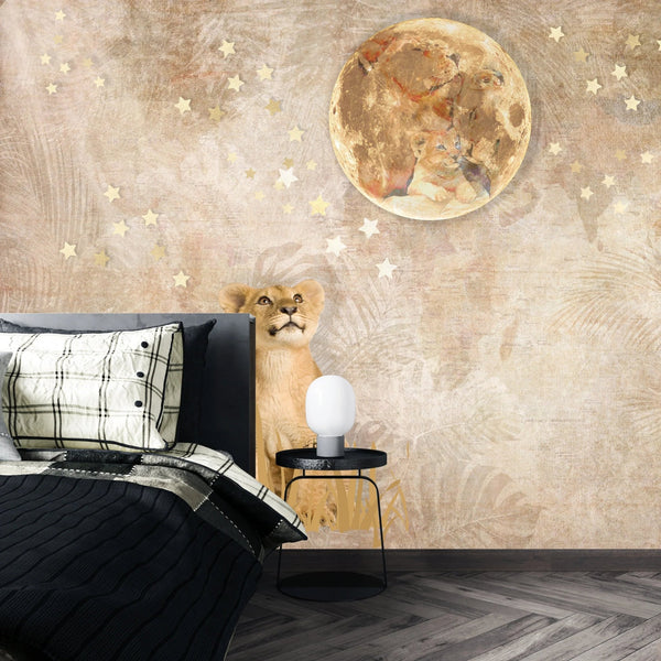 Cute Lion Baby Wallpaper, Gold Moon Mural, Oversized Custom Size Wall Art, Non - Woven, Non - Adhesive, Modern Wall Paper, Removable - Adawall Wallpaper - Registered Trade Accounts Only, Wallpaper Wholesale Account - W78090 - Adawall Wholesale - Wallpaper Wholesaler