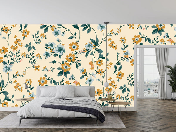 Cute Wildflowers Wallpaper, Seamless Pattern Mural, Oversized Custom Size Wall Art, Non - Woven, Non - Adhesive, Modern Wall Paper, Removable - Adawall Wallpaper - Registered Trade Accounts Only, Wallpaper Wholesale Account - W78005 - Adawall Wholesale - Wallpaper Wholesaler