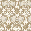 Damask Flocked Velvet Feel Wallpaper, White Gold Deep 3D Embossed Quilted Texture Luxury Wallcovering, Non-Woven - Walloro High End Wallcoverings & More
