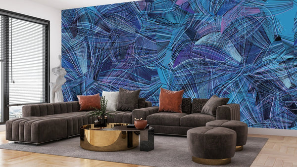 Dark Blue and Pink Wallpaper, Abstract Shapes Mural, Oversized Custom Size Wall Art, Non - Woven, Non - Adhesive, Modern Wall Paper, Removable - Adawall Wallpaper - Registered Trade Accounts Only, Wallpaper Wholesale Account - W77644 - Adawall Wholesale - Wallpaper Wholesaler