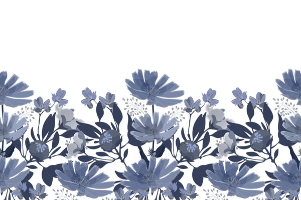 Dark Blue Floral Wallpaper, Seamless Pattern Mural, Oversized Custom Size Wall Art, Non - Woven, Non - Adhesive, Modern Wall Paper, Removable - Adawall Wallpaper - Registered Trade Accounts Only, Wallpaper Wholesale Account - W78075 - Adawall Wholesale - Wallpaper Wholesaler