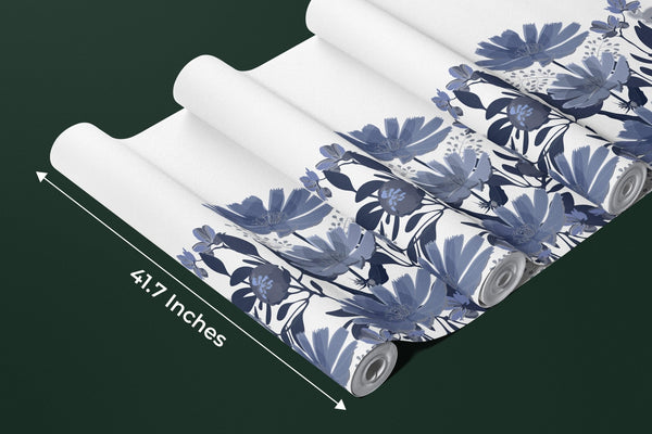 Dark Blue Floral Wallpaper, Seamless Pattern Mural, Oversized Custom Size Wall Art, Non - Woven, Non - Adhesive, Modern Wall Paper, Removable - Adawall Wallpaper - Registered Trade Accounts Only, Wallpaper Wholesale Account - W78075 - Adawall Wholesale - Wallpaper Wholesaler