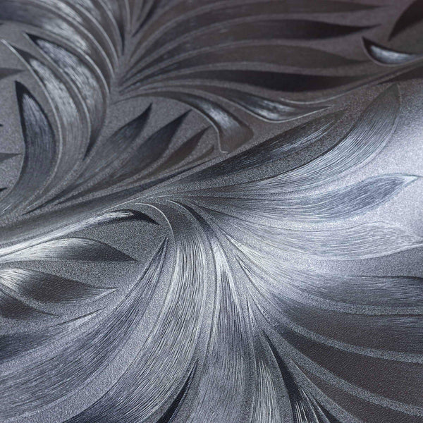 Dark Gray Black Luxury Leaves Solid Color Shades Wallpaper, Deep Embossed Flocked Velvet Feeling Design - Adawall Wallpaper - Registered Trade Accounts Only, Wallpaper Wholesale Account - 7812-4 - Adawall Wholesale - Wallpaper Wholesaler