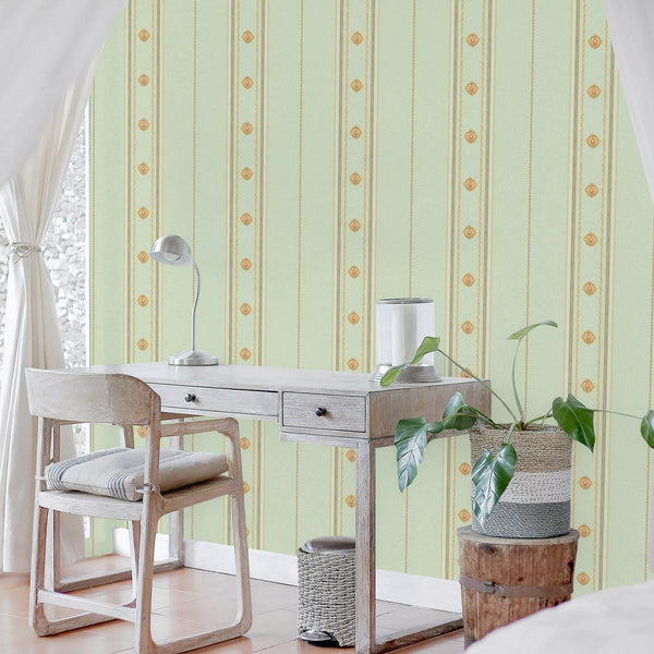 Decorative Striped Embossed Wallpaper, Lime Green, Gold 3D Boho Art Deco Ornate Home Wall Decor, Washable, Durable - Adawall Wallpaper - Registered Trade Accounts Only, Wallpaper Wholesale Account - 1309-4 - Adawall Wholesale - Wallpaper Wholesaler