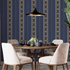Decorative Striped Embossed Wallpaper, Royal Blue, Yellow, Gold 3D Boho Art Deco Ornate Home Wall Decor, Washable, Durable - Adawall Wallpaper - Registered Trade Accounts Only, Wallpaper Wholesale Account - 1309-5 - Adawall Wholesale - Wallpaper Wholesaler