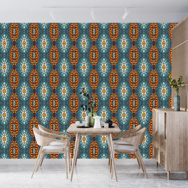 Victorian Style Damask Wallpaper, Seamless Pattern Mural, Oversized Custom Size Wall Art, Non-Woven, Non-Adhesive, Modern Wall Paper, Removable