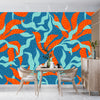 Abstract Artistic Leaves Wallpaper, Seamless Pattern Mural, Oversized Custom Size Wall Art, Non-Woven, Non-Adhesive, Modern Wall Paper, Removable