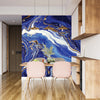 Blue Marble Wallpaper, Gold Abstract Mural, Oversized Custom Size Wall Art, Non-Woven, Non-Adhesive, Modern Wall Paper, Removable