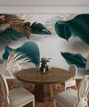 Palm Leaves Wallpaper, Gold, Marble Mural, Oversized Custom Size Wall Art, Non-Woven, Non-Adhesive, Modern Wall Paper, Removable