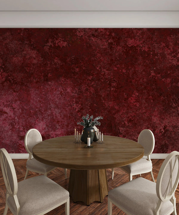 Red Burgundy Wallpaper, Leather Effect Watercolor Mural, Oversized Custom Size Wall Art, Non-Woven, Non-Adhesive, Modern Wall Paper, Removable