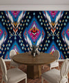 Ikat Ethnic Wallpaper, Abstract Tribal Mural, Oversized Custom Size Wall Art, Non-Woven, Non-Adhesive, Modern Wall Paper, Removable