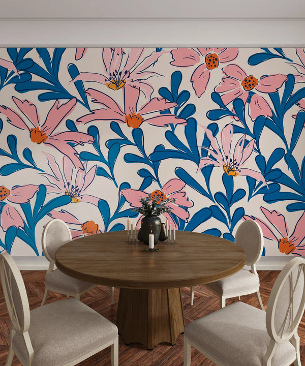 Summer Tropical Wallpaper, Seamless Pattern Mural, Oversized Custom Size Wall Art, Non-Woven, Non-Adhesive, Modern Wall Paper, Removable