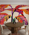 Tropical Plant Wallpaper, Colorful Leaves Mural, Oversized Custom Size Wall Art, Non-Woven, Non-Adhesive, Modern Wall Paper, Removable