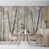 Brown Floral Wallpaper, Trees Mural, Oversized Custom Size Wall Art, Non-Woven, Non-Adhesive, Modern Wall Paper, Removable