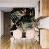 Floral Wallpaper, Dark Background Mural, Oversized Custom Size Wall Art, Non-Woven, Non-Adhesive, Modern Wall Paper, Removable