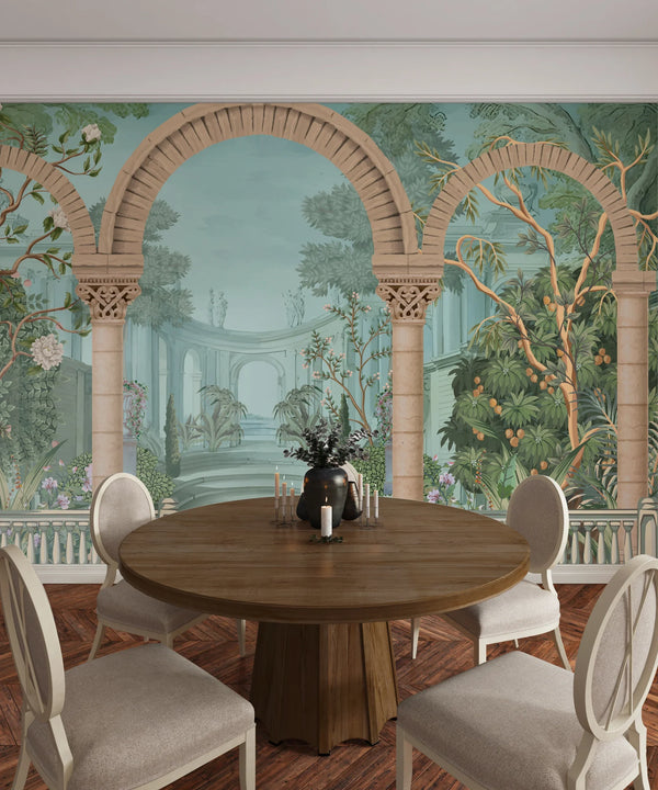 Ancient Roman Architecture Wallpaper,Botanic Mural, Oversized Custom Size Wall Art, Non-Woven, Non-Adhesive, Modern Wall Paper, Removable