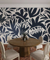 Leaf and Flower Pattern Wallpaper, Minimal Abstract Mural, Oversized Custom Size Wall Art, Non-Woven, Non-Adhesive, Modern Wall Paper, Removable