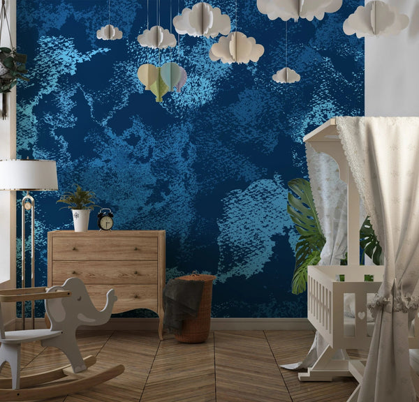 Dirty Blue Wallpaper, Navy Pattern Mural, Oversized Custom Size Wall Art, Non - Woven, Non - Adhesive, Modern Wall Paper, Removable - Adawall Wallpaper - Registered Trade Accounts Only, Wallpaper Wholesale Account - W77915 - Adawall Wholesale - Wallpaper Wholesaler