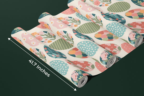 Easter Eggs with Abstract Flowers Wallpaper, Seamless Pattern Mural, Oversized Custom Size Wall Art, Non - Woven, Non - Adhesive, Modern Wall Paper, Removable - Adawall Wallpaper - Registered Trade Accounts Only, Wallpaper Wholesale Account - W78021 - Adawall Wholesale - Wallpaper Wholesaler