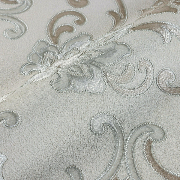 Elegant Damask Embossed Wallpaper, 3D Textured Wallcovering, Light Color Traditional, Extra Large 114 sq ft Roll, Luxury Wallpaper, Washable - Walloro High End Wallcoverings & More