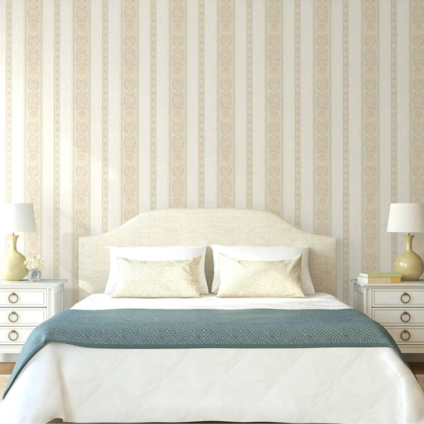Elegant Deep Embossed Striped Wallpaper, Shiny Damask 3D Textured Wallcovering, Traditional, Large 114 sq ft Roll, Accent Wall, Washable - Adawall Wallpaper - Registered Trade Accounts Only, Wallpaper Wholesale Account - 6803-1 - Adawall Wholesale - Wallpaper Wholesaler
