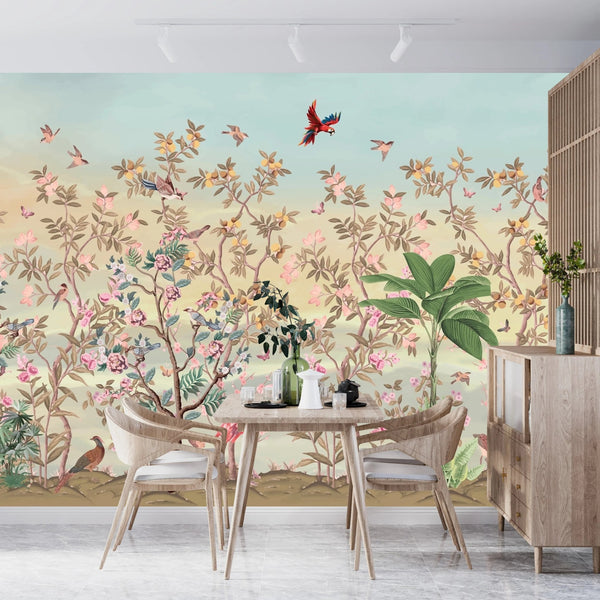 Elegant Floral, Birds Wallpaper, Seamless Pattern Mural, Oversized Custom Size Wall Art, Non - Woven, Non - Adhesive, Modern Wall Paper, Removable - Adawall Wallpaper - Registered Trade Accounts Only, Wallpaper Wholesale Account - W77715 - Adawall Wholesale - Wallpaper Wholesaler