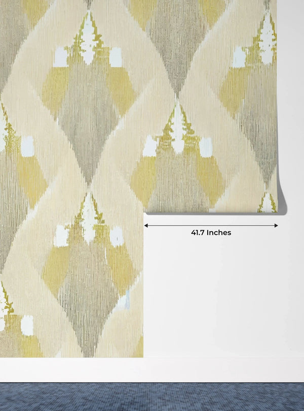 Ethnic Ikat Wallpaper, Yellow Boho Mural, Oversized Custom Size Wall Art, Non - Woven, Non - Adhesive, Modern Wall Paper, Removable - Adawall Wallpaper - Registered Trade Accounts Only, Wallpaper Wholesale Account - W77735 - Adawall Wholesale - Wallpaper Wholesaler