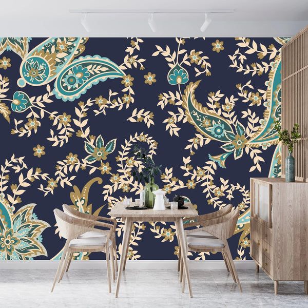 Ethnic Paisley Wallpaper, Seamless Pattern Mural, Oversized Custom Size Wall Art, Non - Woven, Non - Adhesive, Modern Wall Paper, Removable - Adawall Wallpaper - Registered Trade Accounts Only, Wallpaper Wholesale Account - W77701 - Adawall Wholesale - Wallpaper Wholesaler