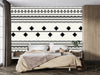 Ethnic Tribal Black and White Wallpaper, Seamless Pattern Mural, Oversized Custom Size Wall Art, Non - Woven, Non - Adhesive, Modern Wall Paper, Removable - Adawall Wallpaper - Registered Trade Accounts Only, Wallpaper Wholesale Account - W77980 - Adawall Wholesale - Wallpaper Wholesaler