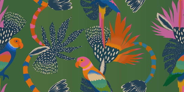 Exotic Abstract Wallpaper, Parrots Mural, Oversized Custom Size Wall Art, Non - Woven, Non - Adhesive, Modern Wall Paper, Removable - Adawall Wallpaper - Registered Trade Accounts Only, Wallpaper Wholesale Account - W77858 - Adawall Wholesale - Wallpaper Wholesaler