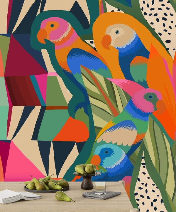 Exotic Botanical Geometric Wallpaper, Seamless Pattern Mural, Oversized Custom Size Wall Art, Non - Woven, Non - Adhesive, Modern Wall Paper, Removable - Adawall Wallpaper - Registered Trade Accounts Only, Wallpaper Wholesale Account - W77896 - Adawall Wholesale - Wallpaper Wholesaler