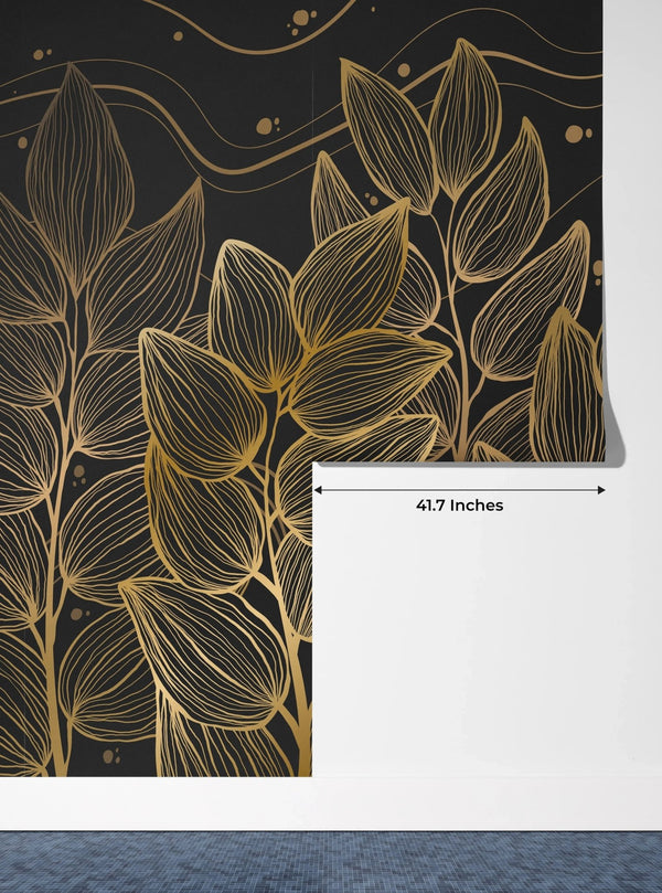 Exotic Golden Leaves Wallpaper, Seamless Pattern Mural, Oversized Custom Size Wall Art, Non - Woven, Non - Adhesive, Modern Wall Paper, Removable - Adawall Wallpaper - Registered Trade Accounts Only, Wallpaper Wholesale Account - W78059 - Adawall Wholesale - Wallpaper Wholesaler