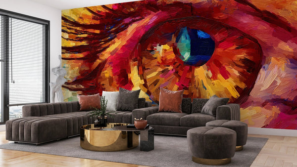 Eye Oil Painting Wallpaper, Brush Strokes Mural, Oversized Custom Size Wall Art, Non - Woven, Non - Adhesive, Modern Wall Paper, Removable - Adawall Wallpaper - Registered Trade Accounts Only, Wallpaper Wholesale Account - W78212 - Adawall Wholesale - Wallpaper Wholesaler