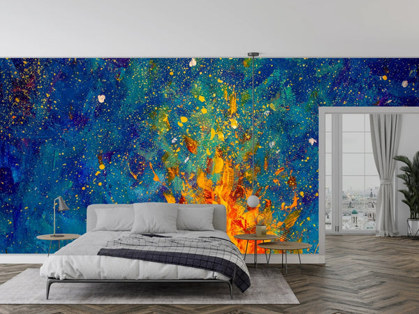 Flames of a Bonfire Wallpaper, Oil Painting Mural, Oversized Custom Size Wall Art, Non - Woven, Non - Adhesive, Modern Wall Paper, Removable - Adawall Wallpaper - Registered Trade Accounts Only, Wallpaper Wholesale Account - W77615 - Adawall Wholesale - Wallpaper Wholesaler