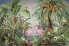 Flamingo Nature Theme Wall Mural, Green Forest Wallpaper, Custom Wall Mural, Wall Poster Home Interior Decor, Non - Adhesive, Non - Woven, Washable, Removable - Adawall Wallpaper - Registered Trade Accounts Only, Wallpaper Wholesale Account - A319-3 - Adawall Wholesale - Wallpaper Wholesaler