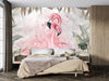 Flamingos Wallpaper, Fern Leaves Mural, Oversized Custom Size Wall Art, Non - Woven, Non - Adhesive, Modern Wall Paper, Removable - Adawall Wallpaper - Registered Trade Accounts Only, Wallpaper Wholesale Account - W77805 - Adawall Wholesale - Wallpaper Wholesaler