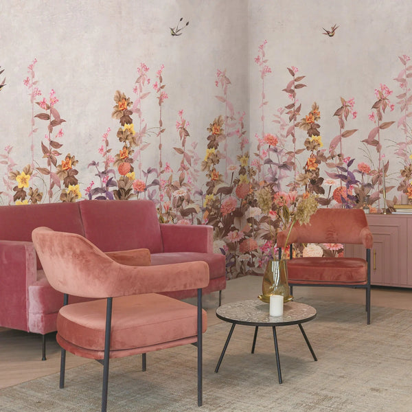 Floral Blossoms Wallpaper, Yellow Flowers Birds Wall Mural, Oversized Custom Size Wall Art, Non - Woven, Non - Adhesive, Modern Wall Paper, Removable - Adawall Wallpaper - Registered Trade Accounts Only, Wallpaper Wholesale Account - SE320-2 - Adawall Wholesale - Wallpaper Wholesaler