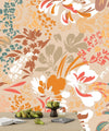 Floral Brown and Green Wallpaper, Seamless Pattern Mural, Oversized Custom Size Wall Art, Non - Woven, Non - Adhesive, Modern Wall Paper, Removable - Adawall Wallpaper - Registered Trade Accounts Only, Wallpaper Wholesale Account - W77865 - Adawall Wholesale - Wallpaper Wholesaler