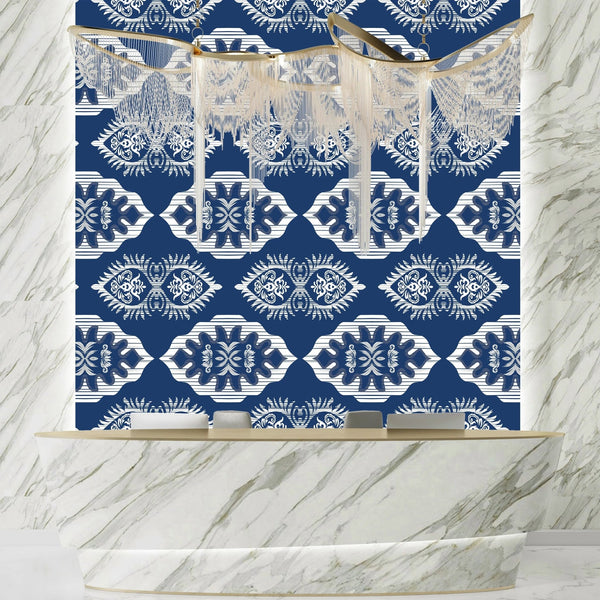 Floral Ikat Wallpaper, Seamless Pattern Mural, Oversized Custom Size Wall Art, Non - Woven, Non - Adhesive, Modern Wall Paper, Removable - Adawall Wallpaper - Registered Trade Accounts Only, Wallpaper Wholesale Account - W77964 - Adawall Wholesale - Wallpaper Wholesaler