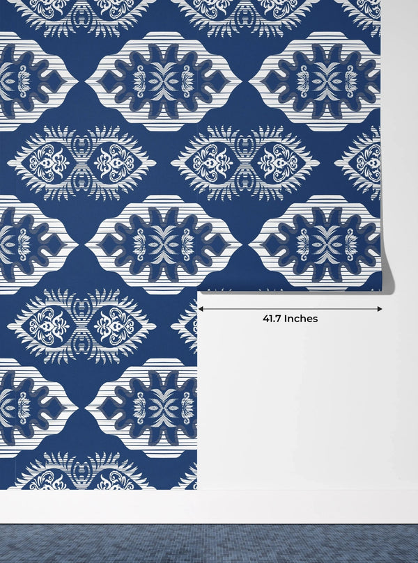 Floral Ikat Wallpaper, Seamless Pattern Mural, Oversized Custom Size Wall Art, Non - Woven, Non - Adhesive, Modern Wall Paper, Removable - Adawall Wallpaper - Registered Trade Accounts Only, Wallpaper Wholesale Account - W77964 - Adawall Wholesale - Wallpaper Wholesaler